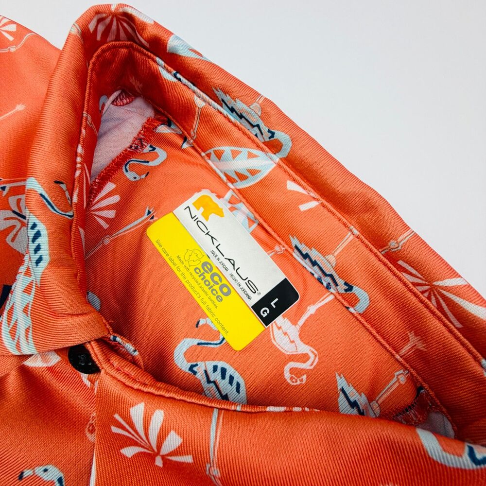 Nicklaus Golf Flamingo Tropical Print Polo Large - Picture 3 of 9